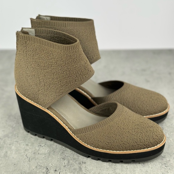 Eileen Fisher Alec Wedge Pump Sandals Size  9 Platform Back Zipper New - Picture 1 of 7
